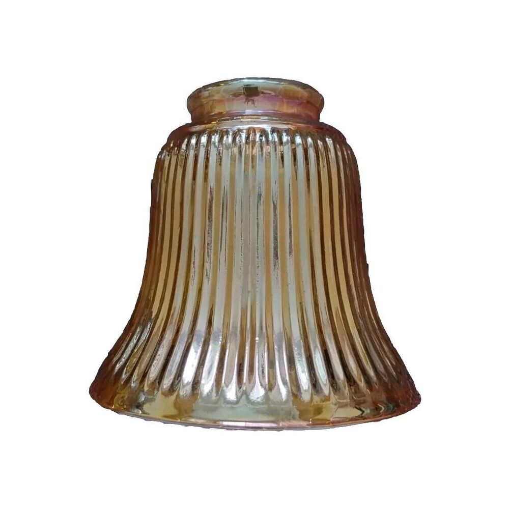 Vintage Depression Glass Lamp Shade Ribbed Amber Marigold, Replacement - 1 Piece